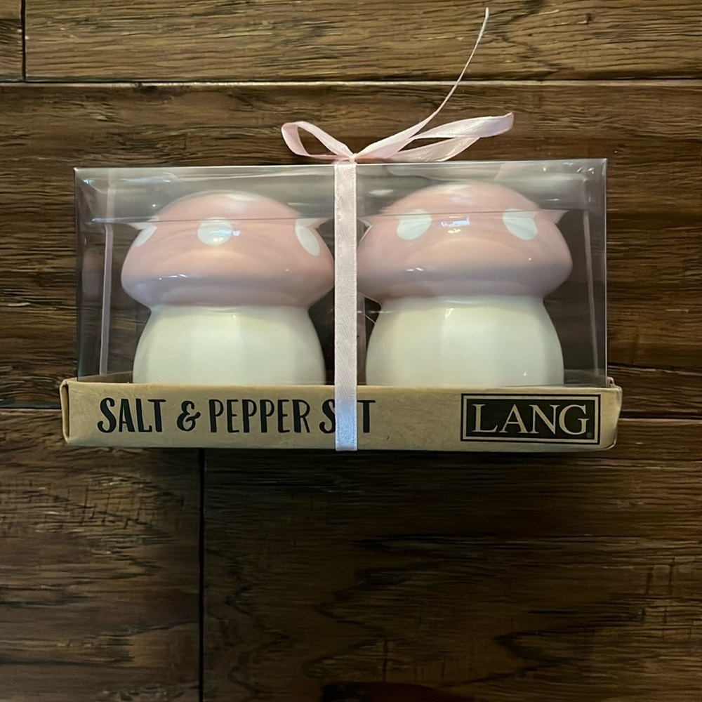 Lang Magical Mushroom Pink and White Salt & Pepper Shaker Set